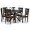 Baxton Studio Liese Modern Two-Tone Dark Brown and Walnut Brown Finished Wood 7-PC Dining Set 178-11384-10894-Zoro - alternate 3